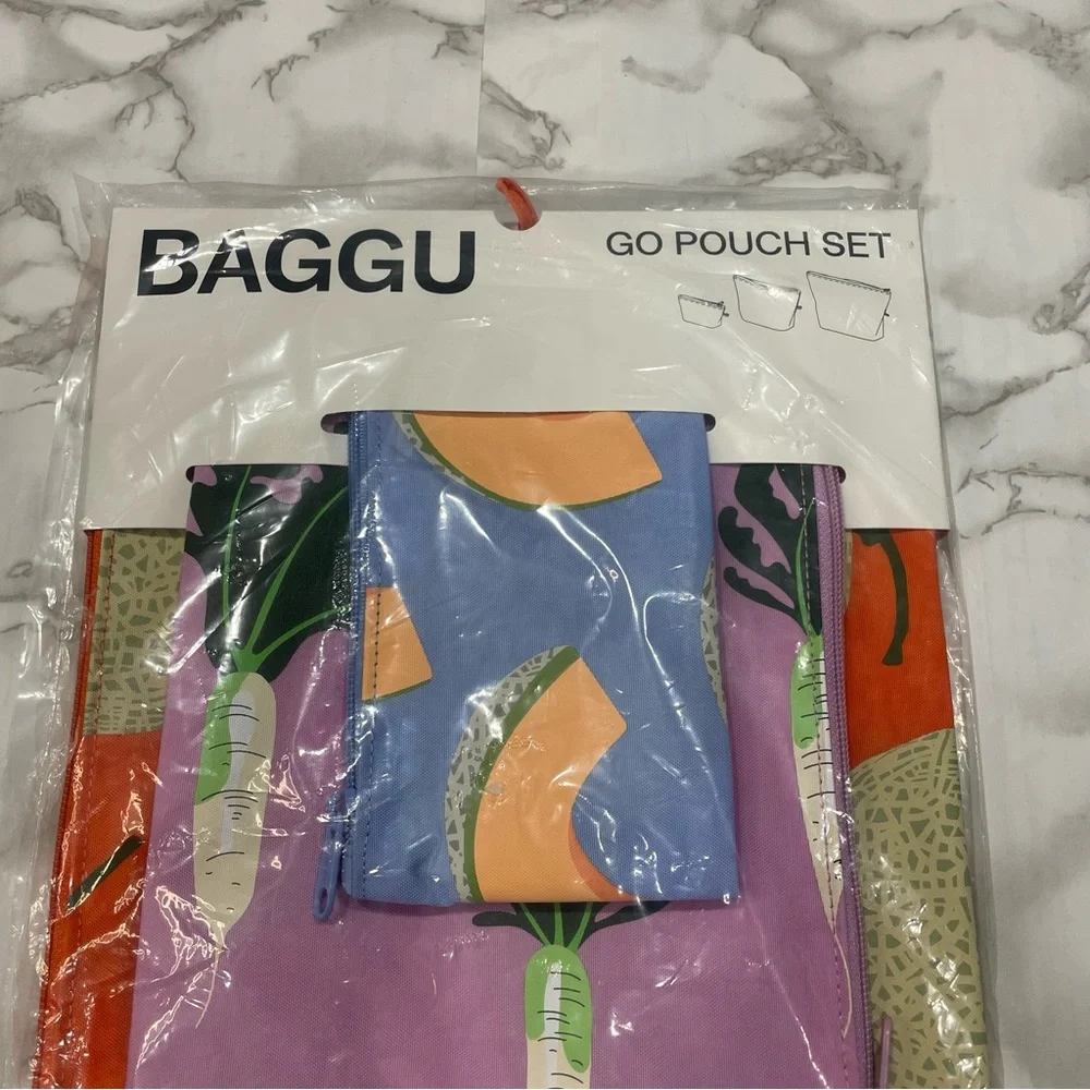 Baggu Go Standard Bag Set of 3 in Japanese Produce Print - Picture 4 of 8